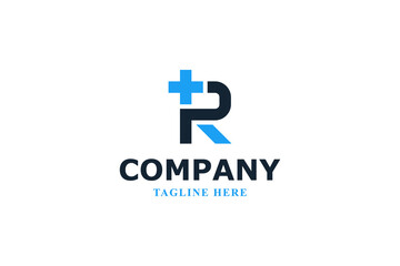 letter r plus medical or hospital logo