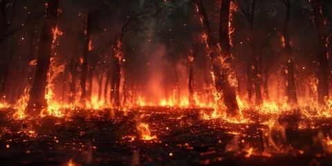 Fototapeta premium extinguishing forest fires concept, environmental disaster, wildfire