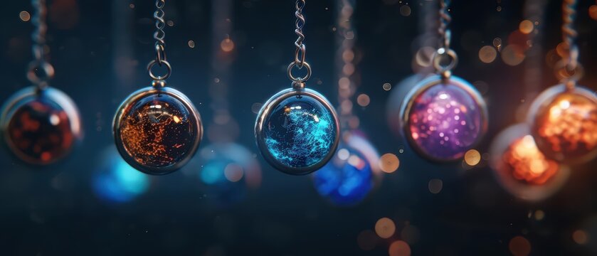 Enchanted success amulets imbued with elemental magic guide individuals on their career paths