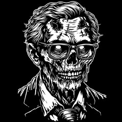 Fototapeta premium Zombie Teacher Face Head
