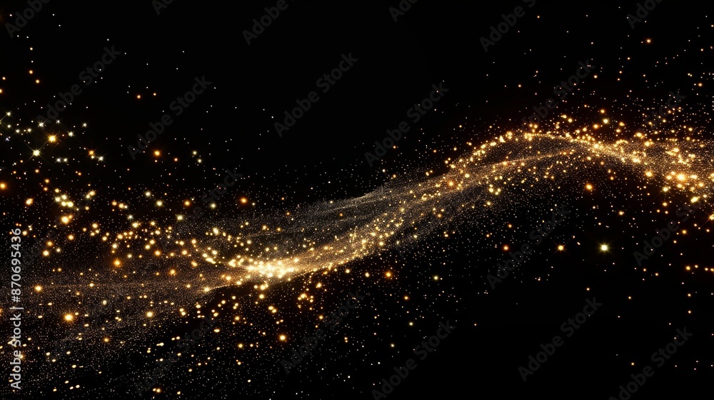 Poster with alpha channel and transparent background, sparkling trail glittering particle effect shine star