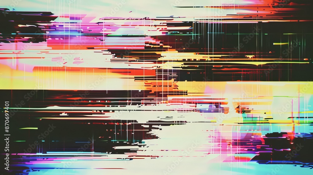 Poster static television vfx with glitch noise background. digital pixel noise effect, flashing glitch, vis