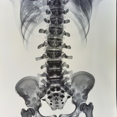 Full spinal column X-ray, clear visibility of vertebrae, used for orthopedic examination