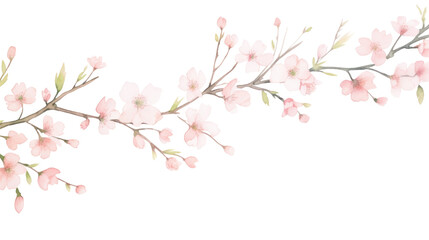 Fototapeta premium PNG Sakura as divider watercolor blossom flower plant.