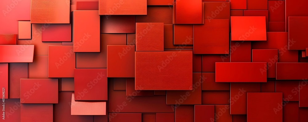 Poster red abstract background with 3d squares