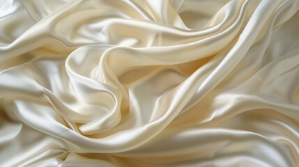 Obraz premium Luxurious Creamy Silk Fabric with Soft Folds and Elegant Textures