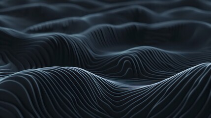 The dark, undulating patterns of waves evoke a sense of movement, blending various shades of blue in a harmonious illustration