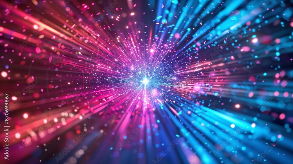 Poster 3d visual effects that glow red and blue in a three-dimensional spectrum