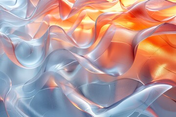 Obraz premium vibrant orange and blue waves interwoven with light, creating a dynamic pattern that suggests movement and fluidity, perfect for contemporary decor