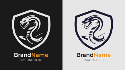 Stylized Angry Cobra Snake Logo. Stylized logo of a furious cobra snake, perfect for creating a strong brand presence with a minimalist design