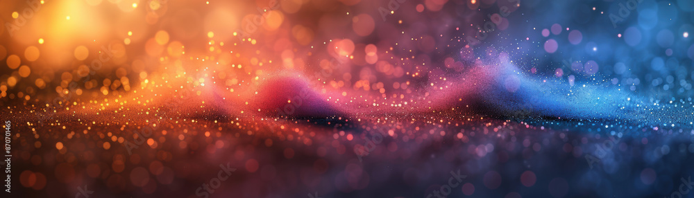 Poster vibrant abstract background with colorful bokeh lights and waves of purple, orange, and blue hues, c