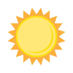 Sun icon in flat style, simple yellow sun.