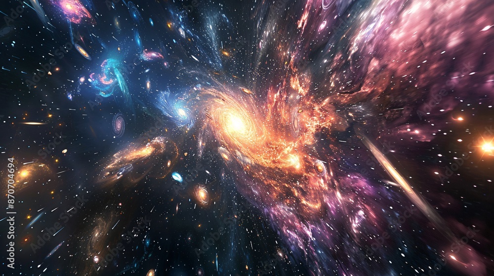Wall mural a cosmic display of the universe aura atmosphere with stars and celestial bodies
