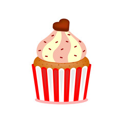 Chocolate cupcake. Color vector illustration. PNG with transparent background