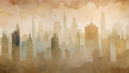 Fototapeta premium Cityscape in Mist - Abstract Urban Skyline