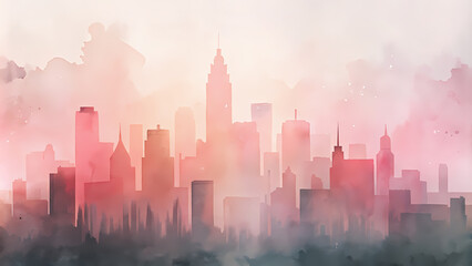 Fototapeta premium Cityscape in Mist - Abstract Urban Skyline