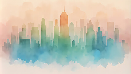 Fototapeta premium Cityscape in Mist - Abstract Urban Skyline