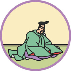 カラー円形シンプル百人一首　山部赤人