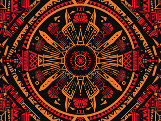 Aztec tribal style textile design. Vector illustration. Abstract decorative ethnic fabric texture