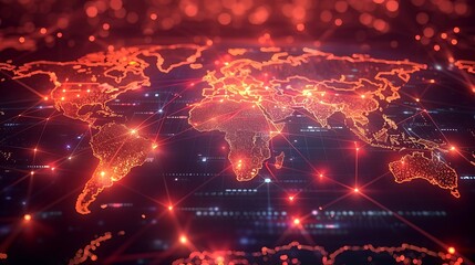 Fototapeta premium Glowing Global Connections: A Mesmerizing Night View of the World