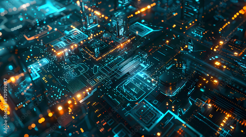 Poster abstract circuit digital. cyberspace design technology internet hi speed online engineering. backgro