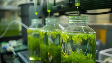 Detailed Microscopic Examination of Algae Growth in Water for Biological Study and Inspection