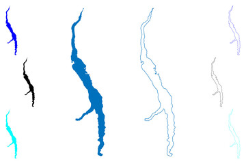 Lake Chilko (Canada, North America) map vector illustration, scribble sketch Tsilhqox Biny map