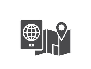 map and passport flat icon. travel, vacation and journey symbol. isolated vector image for tourism design