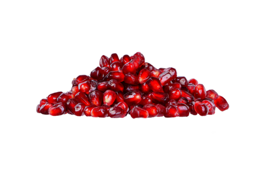 Red pomegranate seed isolated on white background.