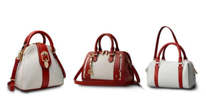 Stylish women's handbag purse, brown and white leather , White or PNG transparent background - Powered by Adobe