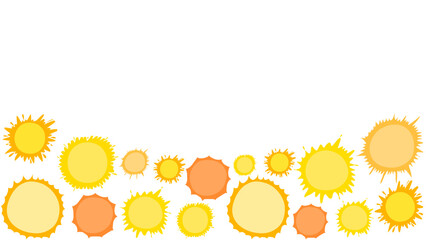 Frame with different suns. Sunny icons set. Solar symbols.