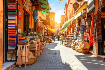 Fototapeta premium Vibrant Souk Street in Morocco