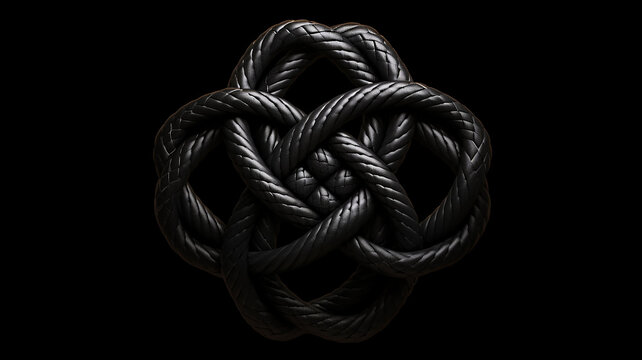 gordian knot on a black background, the concept of a complex confusing situation