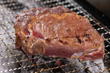 Grilled Steak with Vegetables on BBQ