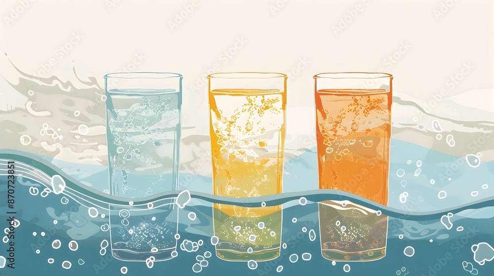 Poster water comparison chart for different source inspection and data visualization
