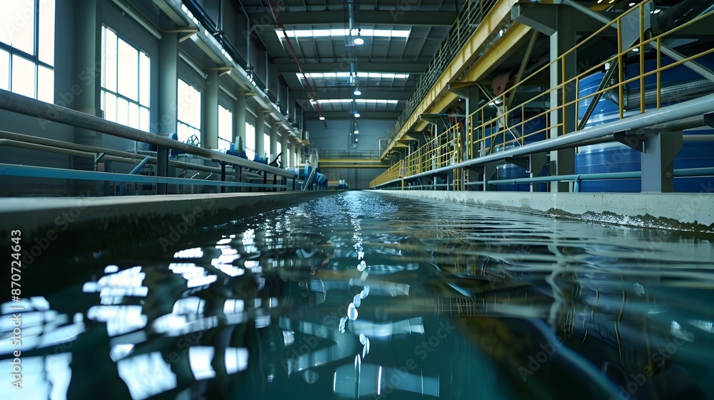 Poster closed-loop water system in factory promoting sustainable manufacturing practices