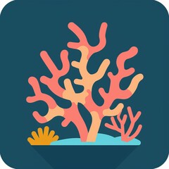 Naklejka premium Vibrant Underwater Coral Illustration with Colorful Marine Life Elements