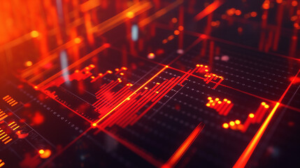 Fototapeta premium Close-up circuit board red lights