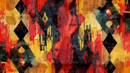 Fototapeta premium Abstract Geometric Art with Vibrant Colors and Textured Patterns