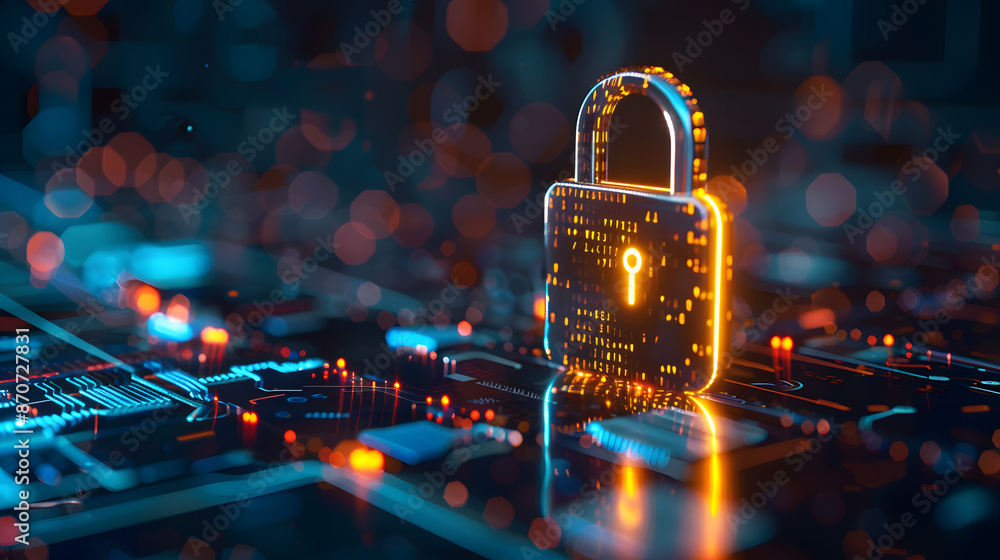 Aufkleber cybersecurity digital locks with abstract data