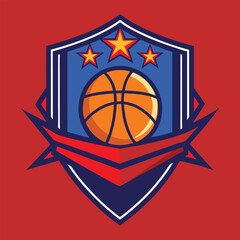 basketball team logo design illustration on solid background