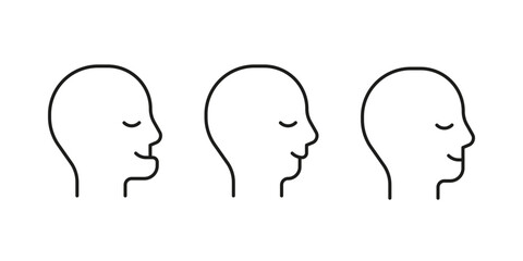 Bite normal jaw and malocclusion, face in profile set line. Dental problem. Wrong bite, lower jaw extended forward and retracted. Bite correction. Vector