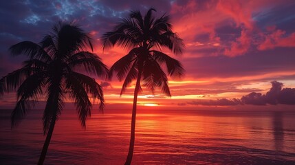 Obraz premium Sunsets are nature's farewell, a stunning display of colors that heralds the coming night.