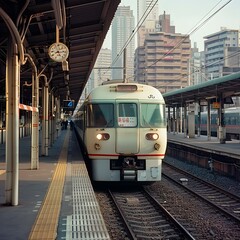 Japanese Train Arriving at a Station Platform