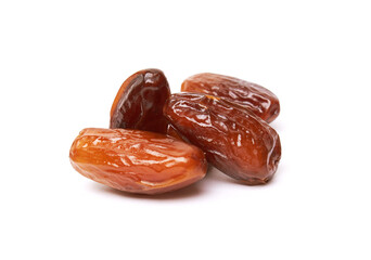Dried dates fruits on white background