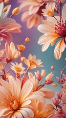 floral art, digital painting, colorful flowers, nature illustration