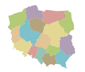 Vector blank map of Poland with provinces and administrative divisions. Editable and clearly labeled layers.