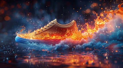 Fiery Splash Sneaker - Generative AI