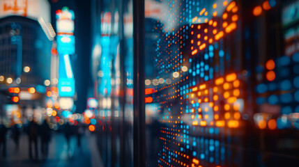 Fototapeta premium City lights blur reflecting glass