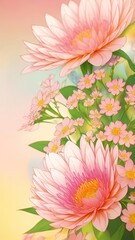 Fototapeta premium nature illustration, spring blossoms, blooming flowers, floral design, garden flowers, artistic flowers